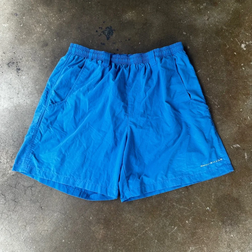 Columbia PFG Fishing Shorts Mens Small Blue Omni-Shade Mesh Lined 6in